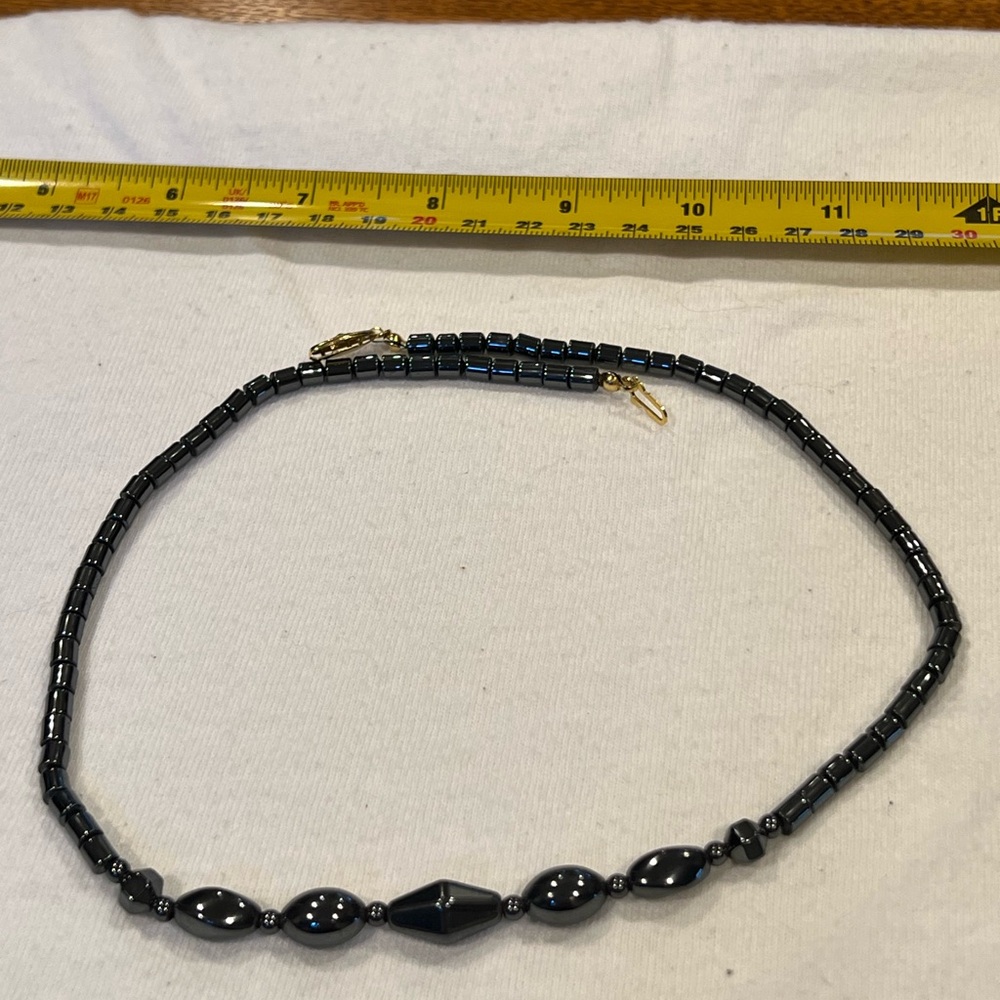 Elegant 18” Vintage Hematite Necklace with fishhook clasp